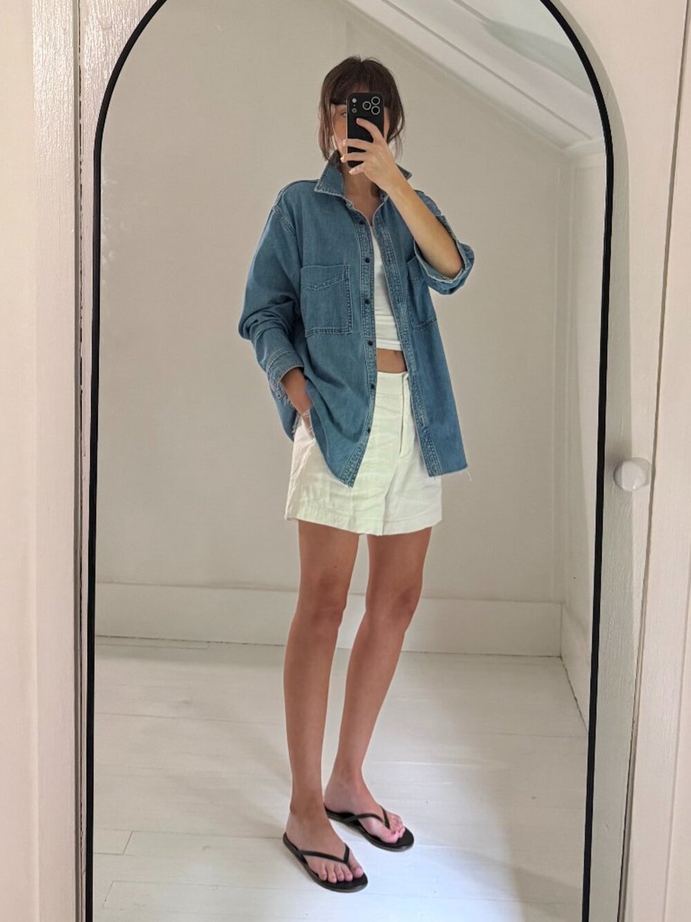 Askk NY Oversized Denim Button Down Shirt in Palm Canyon Size 1 Retail $230